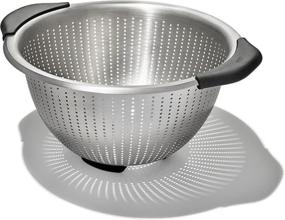 OXO_Good_Grips_Stainless_Steel_Colander,_5_qt._Capacity,_Strainer_with_Non-Slip_Handles,_Kitchen_Colander_for_Pasta_and_Vegetables,_Nesting_Stainless_Steel_Strainer_and_Sieve