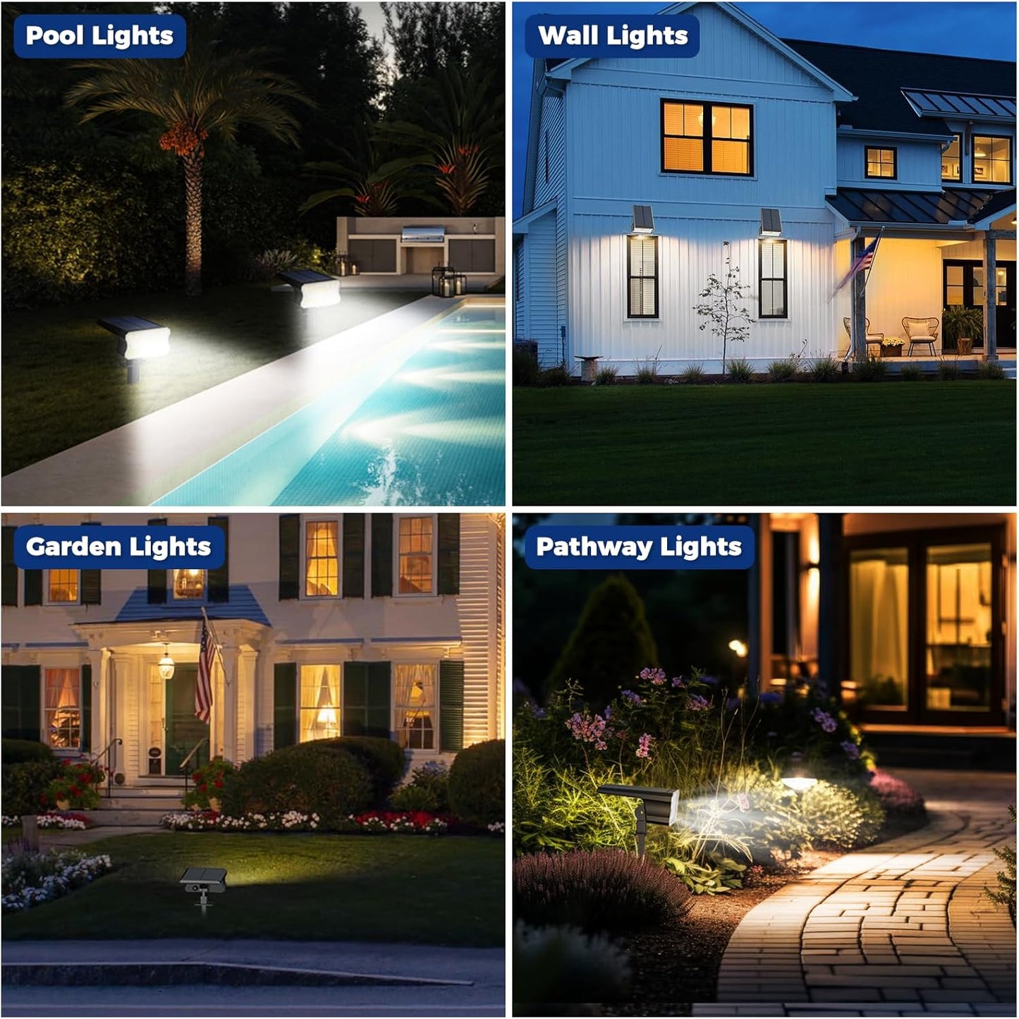 HGGH_Solar_Lights_Outdoor_Waterproof_IP67,_60_LED_3_Lighting_Modes_Solar_Spot_Lights_Outdoor_for_Yard_Garden_Pathway_Landscape,_Auto_On/Off,_Function_2_in_1(Warm_White,_4_Pack)