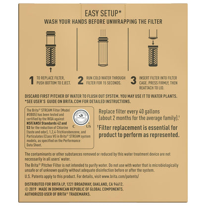Brita_Stream_Pitcher_Water_Filter_for_Pitchers_and_Dispensers,_BPA-Free,_Replaces_1,800_Plastic_Water_Bottles_a_Year,_Lasts_Two_Months_or_40_Gallons,_Includes_2_Filters