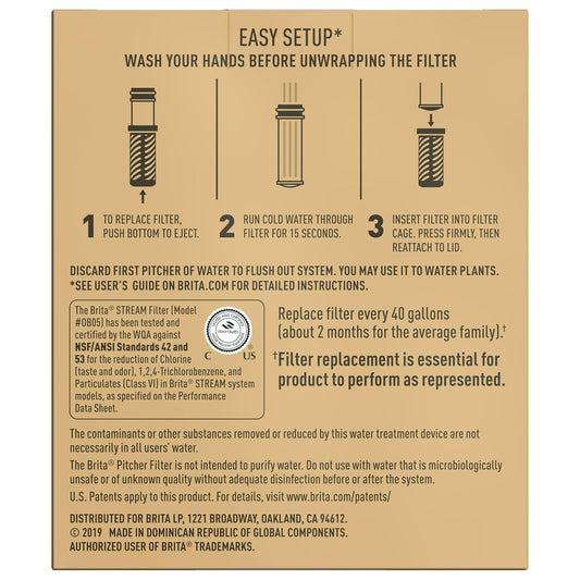Brita_Stream_Pitcher_Water_Filter_for_Pitchers_and_Dispensers,_BPA-Free,_Replaces_1,800_Plastic_Water_Bottles_a_Year,_Lasts_Two_Months_or_40_Gallons,_Includes_2_Filters