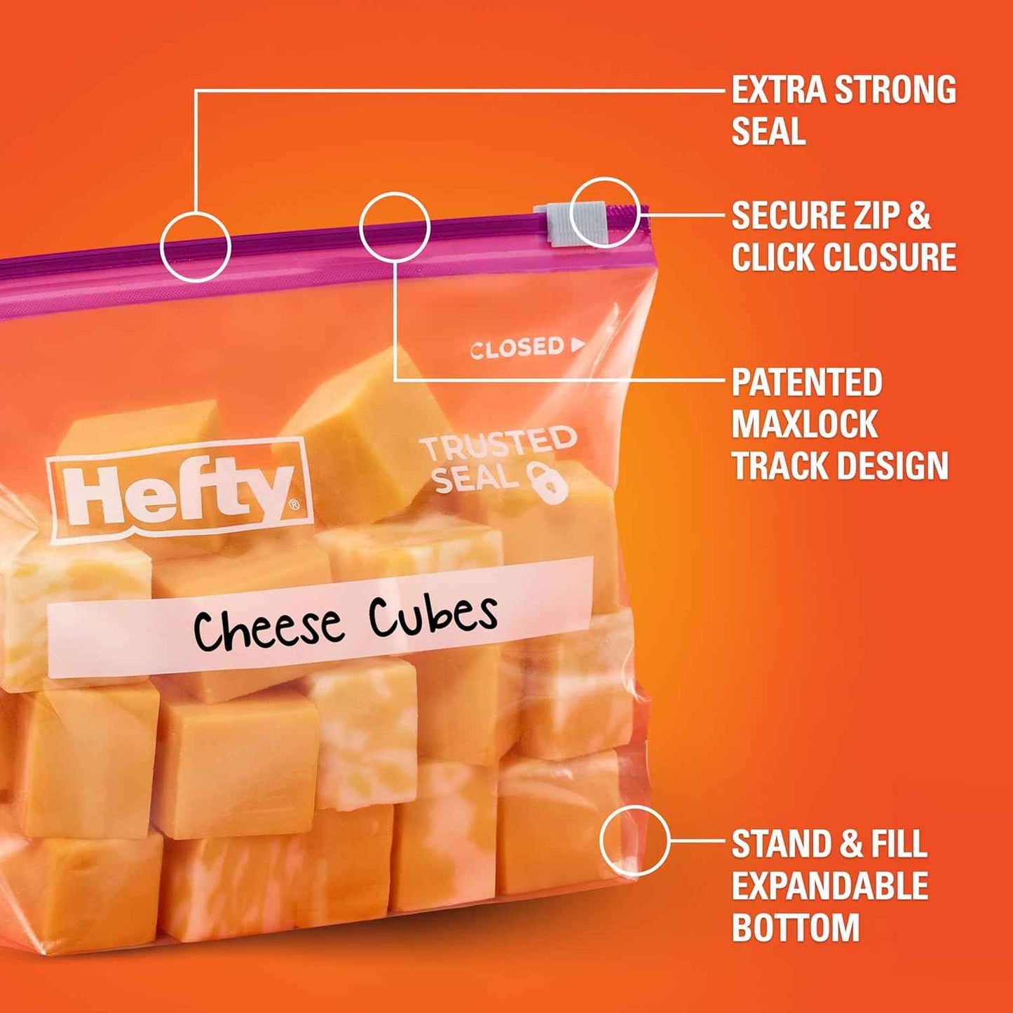 Hefty Slider Storage Bags, Quart Size, 78 Count