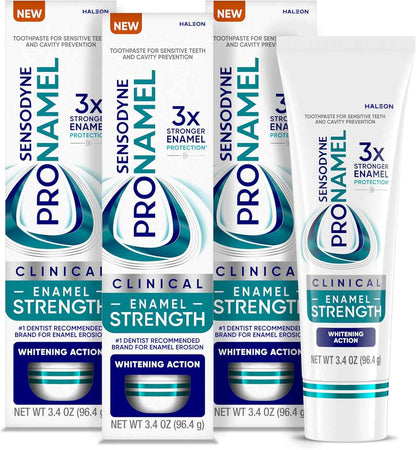 Sensodyne Pronamel Clinical Enamel Strengthening Toothpaste, Whitening Action, 3.4 oz (3 Pack)