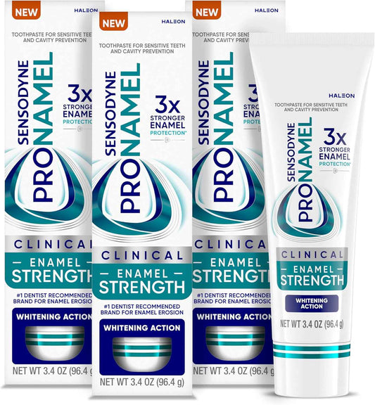 Sensodyne Pronamel Clinical Enamel Strengthening Toothpaste, Whitening Action, 3.4 oz (3 Pack)