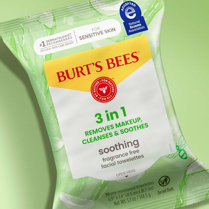 Burt’s_Bees_Soothing,_Fragrance_Free_Facial_Towelettes_for_Sensitive_Skin,_Aloe_Vera,_100%_Plant_Based_Cloths;_99%_Natural_Origin;_Removes_Makeup,_Dirt_and_Oil;_No_Rinsing;_30_Ct,_Pack_of_3