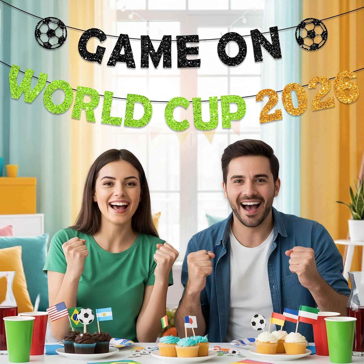Game On World 2026 Cup Banner World Party Cup Decorations Soccer Party Decorations