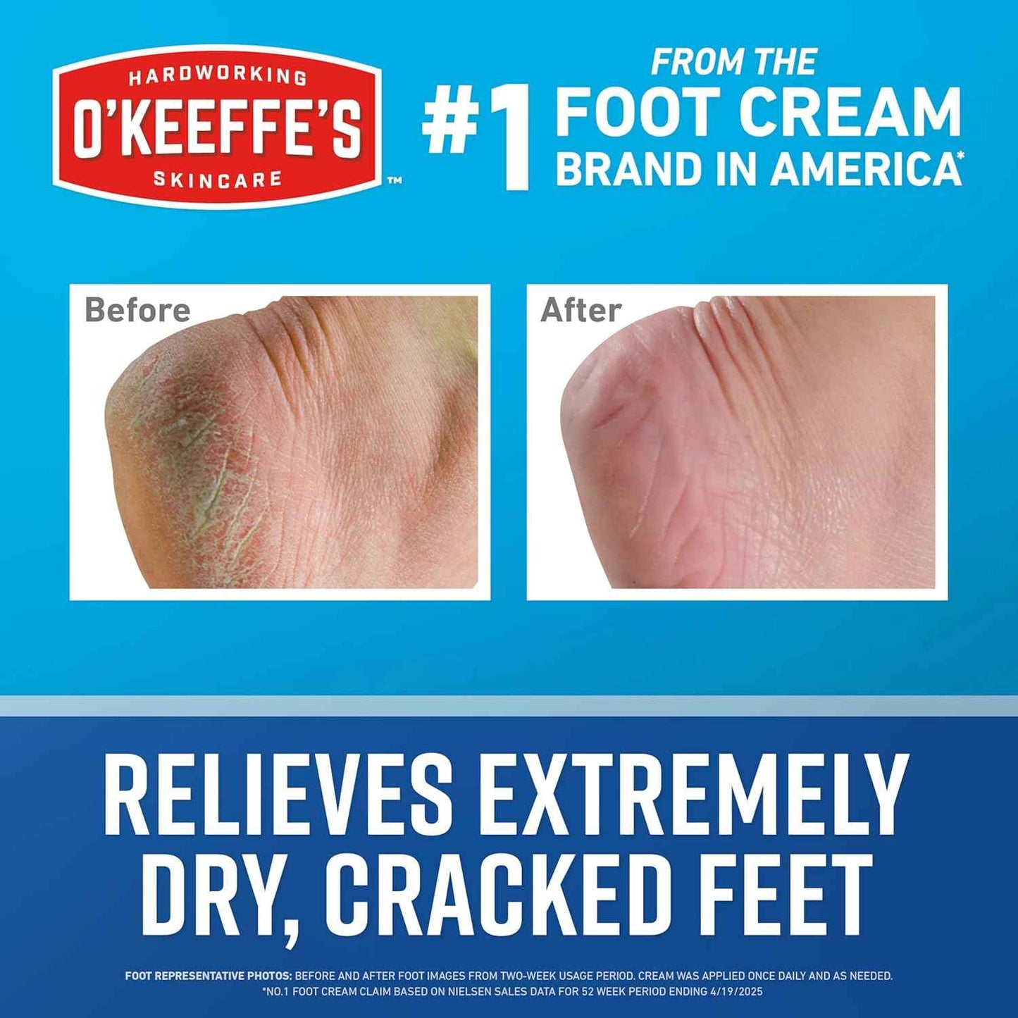 O'Keeffe's for Healthy Feet Foot Cream - Guaranteed Relief for Extremely Cracked, Dry Feet, Repairing Skincare, Instantly Boosts and Retains Moisture Levels