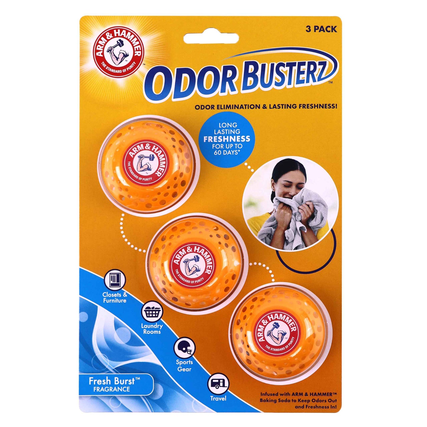 Arm & Hammer OdorBusterz® Odor Eliminator Balls – Baking Soda Odor Control for Closets, Drawers, Hampers & Small Spaces