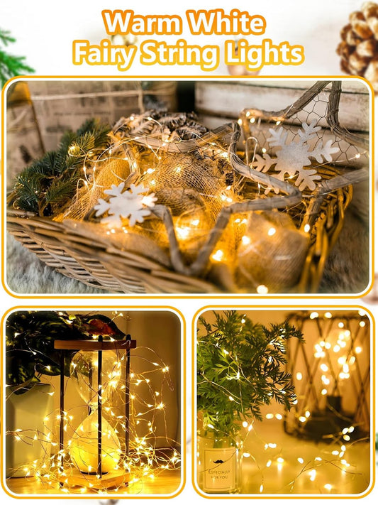 4_Pack_100_LED_Fairy_Lights_Battery_Operated_with_Remote,_33FT_Waterproof_Twinkle_Lights_with_Timer_&_8_Modes,_Fairy_String_Light_Outdoor_Indoor_for_Bedroom_Classroom_DIY_Christmas_Decor_(Warm_White)