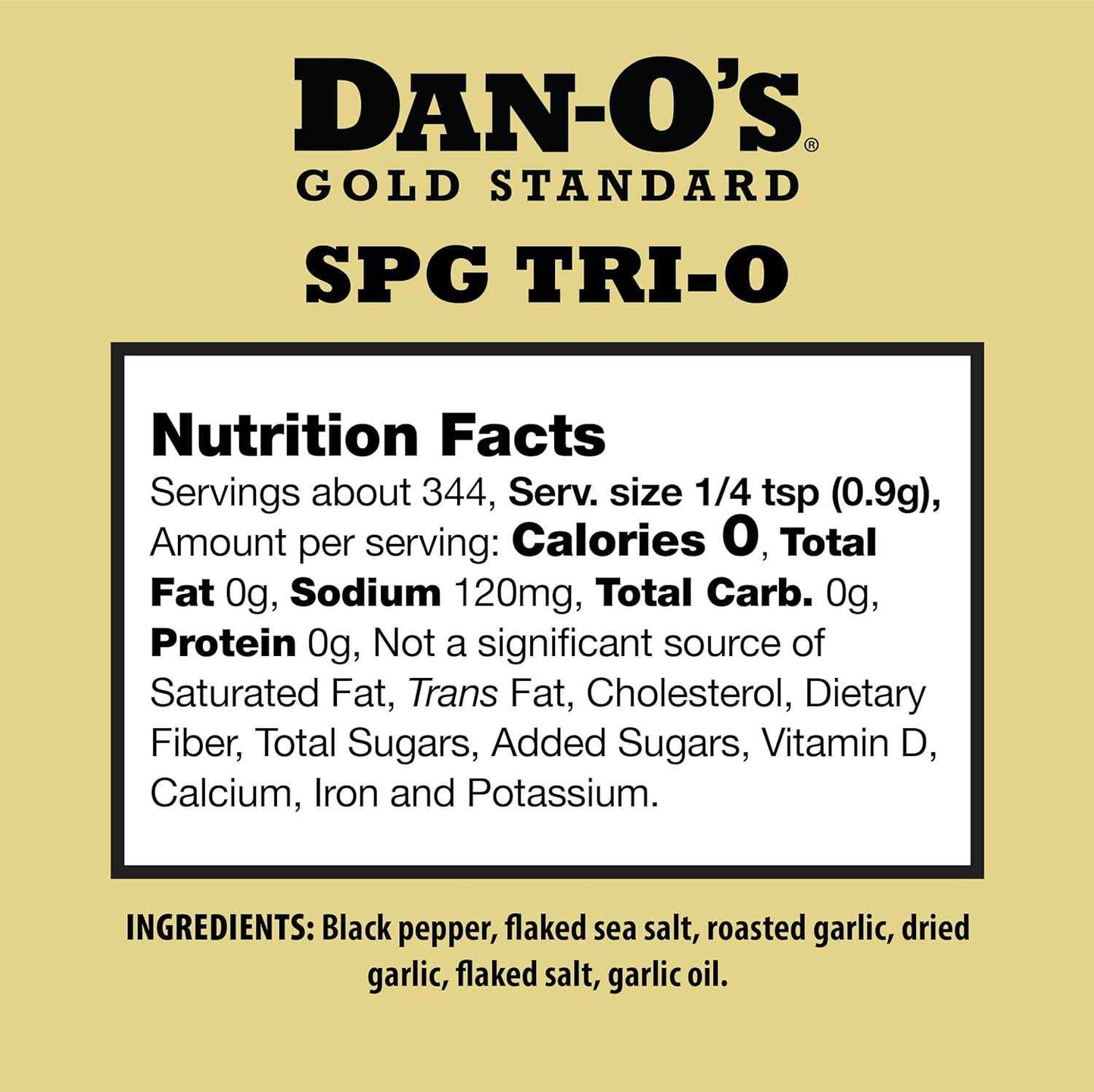 Dan-O’s SPG Tri-O Seasoning – Salt, Pepper & Garlic Blend – Medium Bottle – Premium All Purpose SPG for Steak, Chicken, Seafood & Veggies