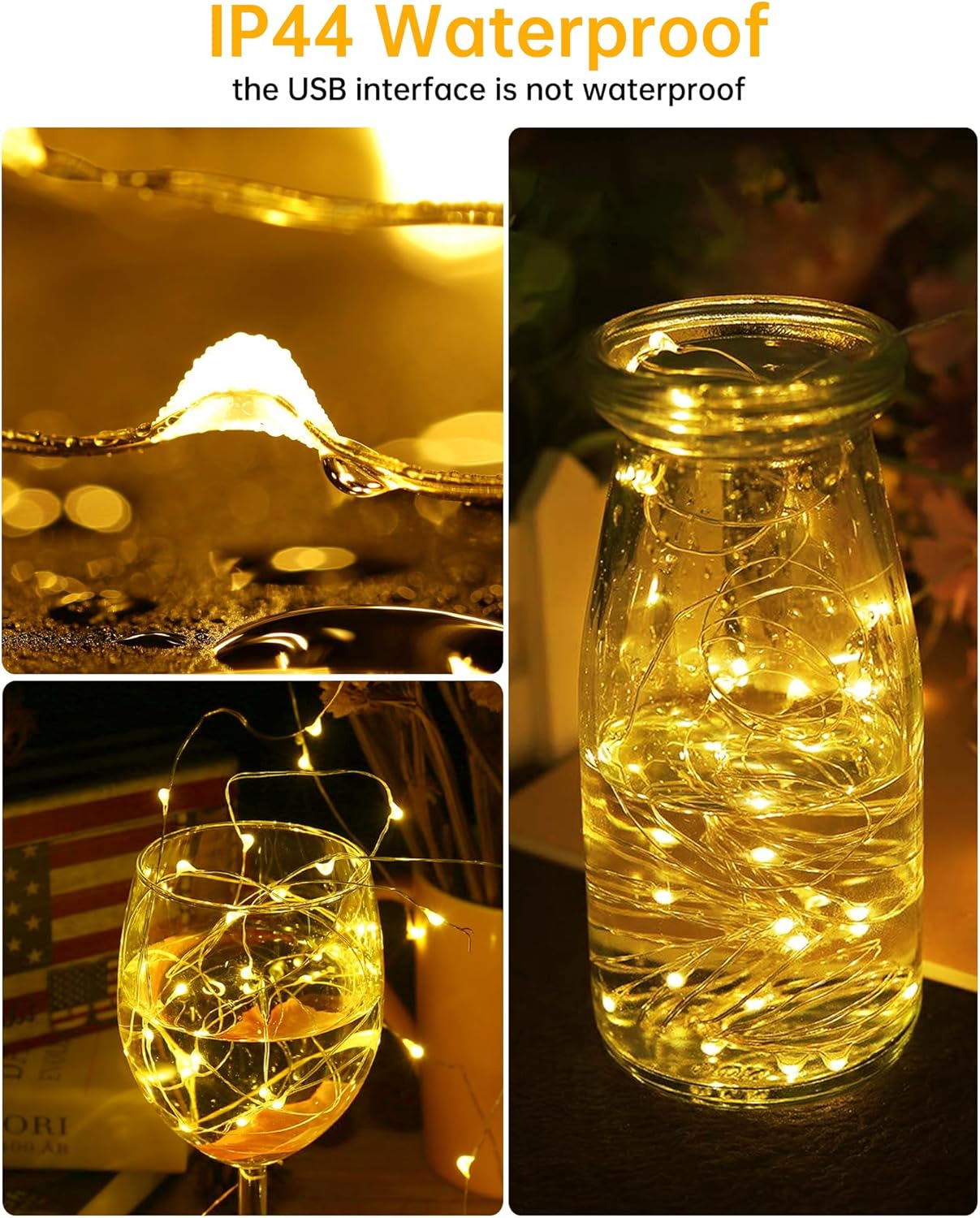 Blingstar_USB_Powered_Fairy_Lights,_2_Pack_33Ft_100_LED,_Flexible_Silver_Wire,_Mini_String_Lights_for_Christmas_Tree/Bedroom/Camping/Holiday_Indoor_Decoration,_Warm_White
