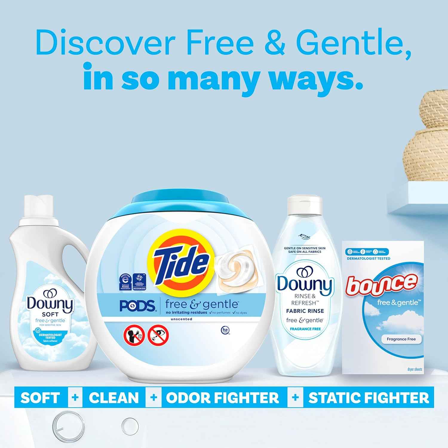 Tide Pods Free & Gentle Laundry Detergent Soap Pacs, Tide Pods Laundry Detergent (Packaging May Vary)