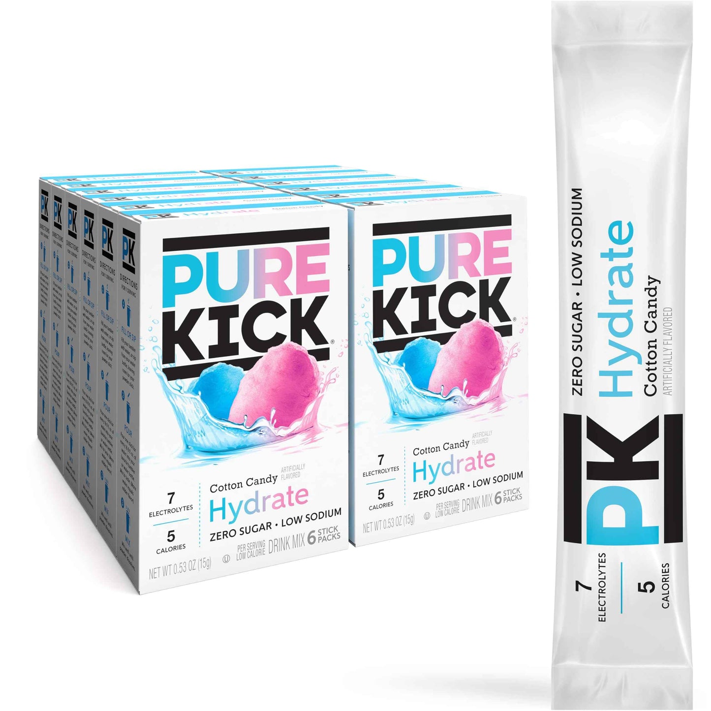 Pure Kick Hydration Singles To Go Drink Mix, Includes 12 Boxes with 6 Packets in each Box, 72 Total Packets