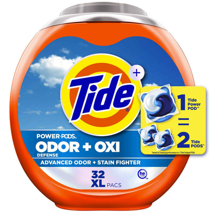Tide Odor Defense + Oxi Laundry Detergent Pacs, Original Scent, Advanced Odor + Stain Fighter