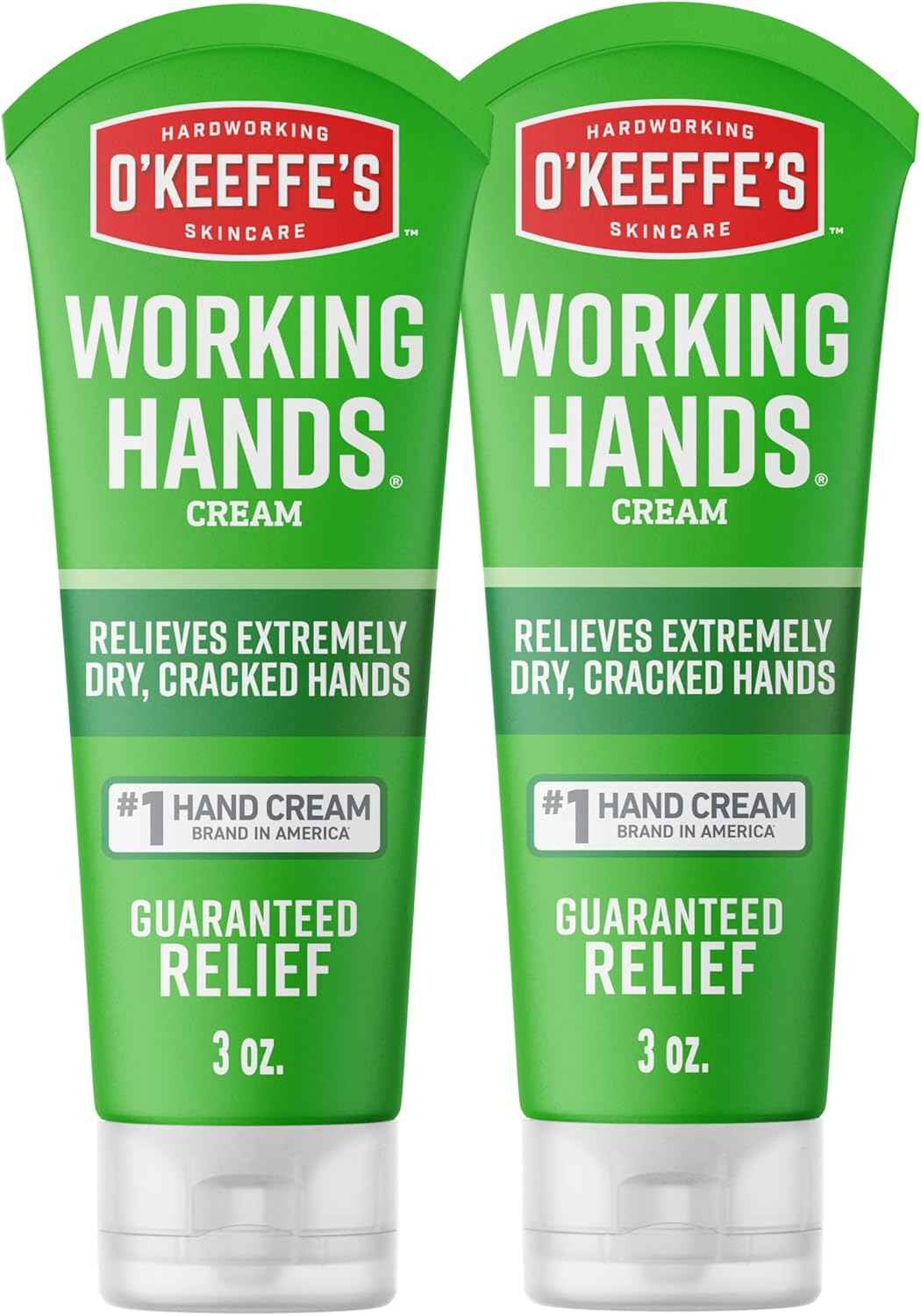 O'Keeffe's Working Hands Hand Cream for Extreme Dryness - 3 oz Tube (2 Pack) - Repairing Skincare for Cracked, Dry Hands
