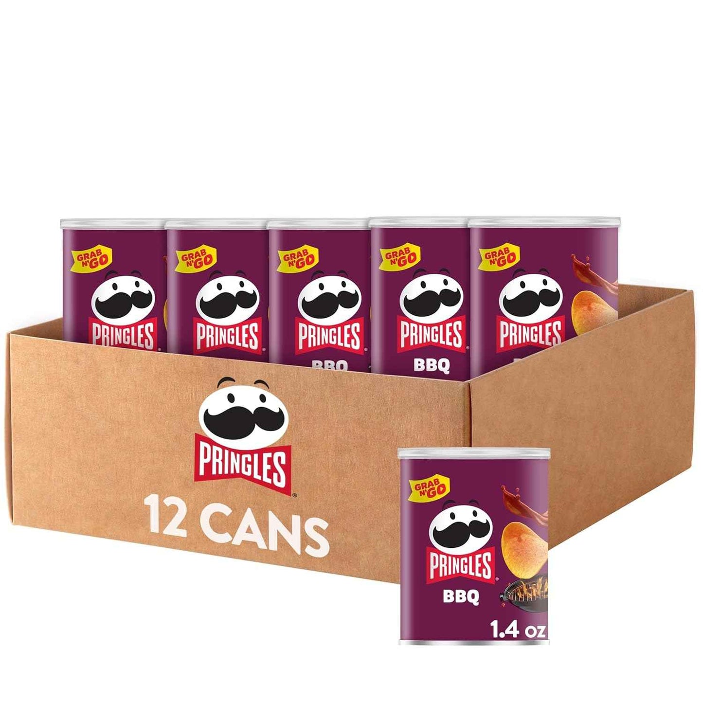 Pringles Potato Crisps Chips, Lunch Snacks, Office and Kids Snacks, Grab N' Go, BBQ