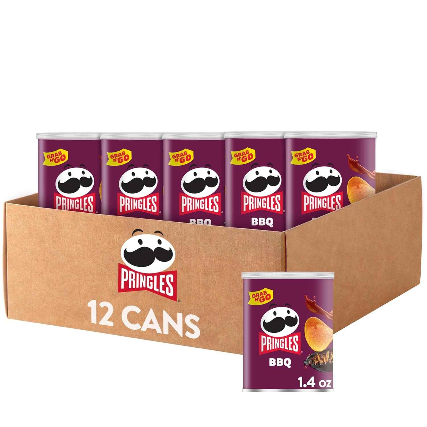 Pringles Potato Crisps Chips, Lunch Snacks, Office and Kids Snacks, Grab N' Go, BBQ
