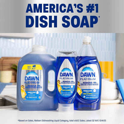 Dawn Platinum Refill Jug Dish Soap, Liquid Dishwashing Detergent Powerful Dawn Dish Soap for Tough Grease Removal Dishwashing Liquid Value Pack