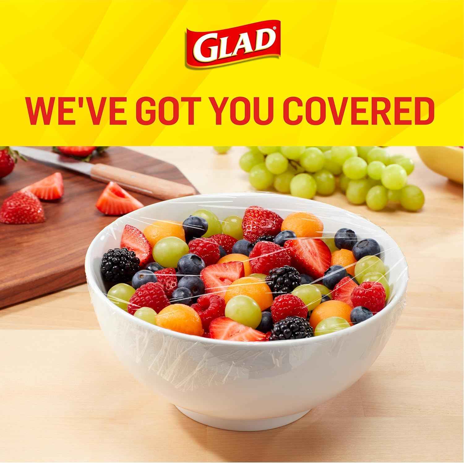 Glad Cling N Seal Plastic Wrap for Food, Airtight Seal, 300 Square Foot Roll