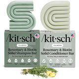 Kitsch Rosemary & Biotin Shampoo and Conditioner Set for Hair Growth - Strengthening, Thickening & Volumizing Shampoo and Conditioner Bar - Paraben, Sulfate & Silicone Free - Made in USA - 2 pack