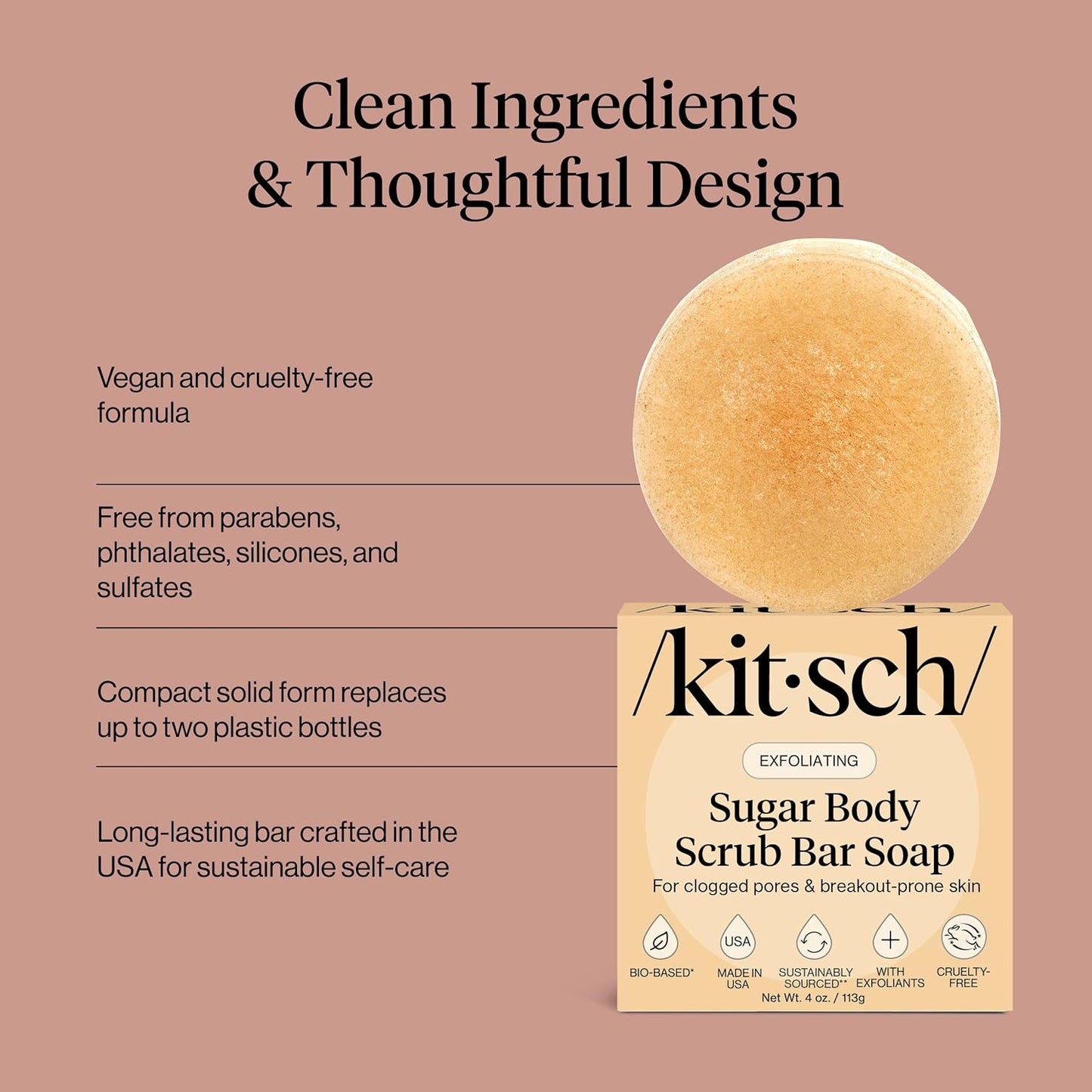 Kitsch_Exfoliating_Sugar_Body_Scrub_Bar_Soap_–_Polishing_Soap_Bar_with_Granules,_Walnut_Shell_&_Coconut_Oil_–_Hydrating_Exfoliating_Body_Scrub_for_Smooth,_Glowing_Skin_Care_–_Made_in_the_USA_-_4_oz