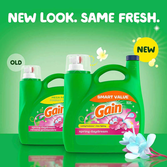 Gain Liquid Laundry Detergent, Spring Daydream Scent, Freshness + Odor Fighting, Laundry Detergent Liquid Soap, HE compatible