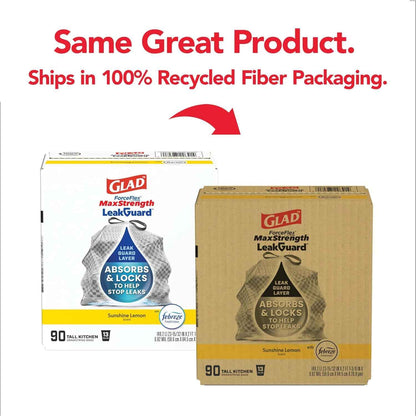 Glad ForceFlex MaxStrength LeakGuard Trash Bags, 13 Gal