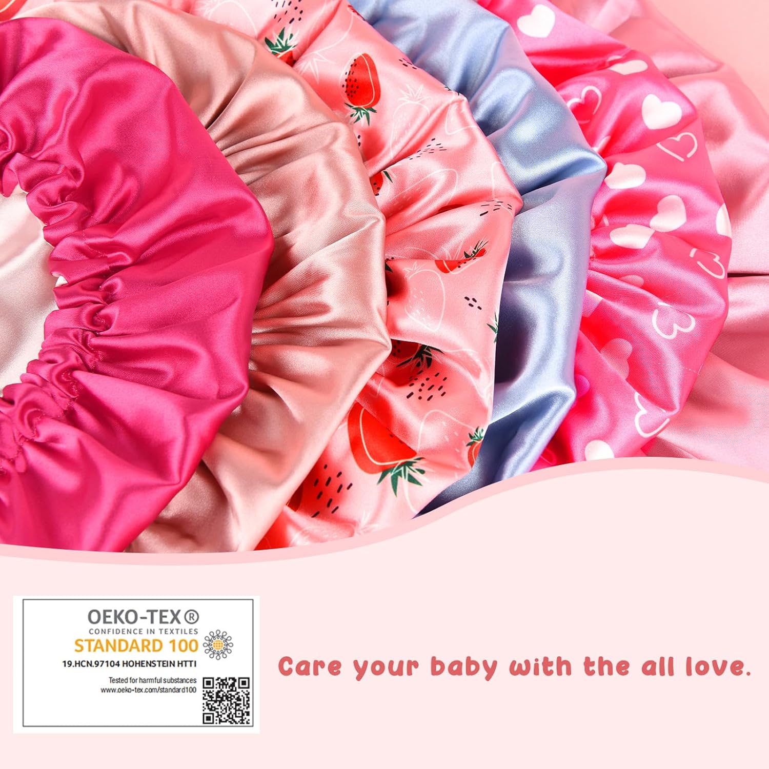 YANIBEST_Baby_Satin_Bonnet_Sleep_Cap_-_Double_Layer_Reversible_Adjustable_Silky_Satin_Cap_for_Infant_Toddler(6-36Months,Strawberry)