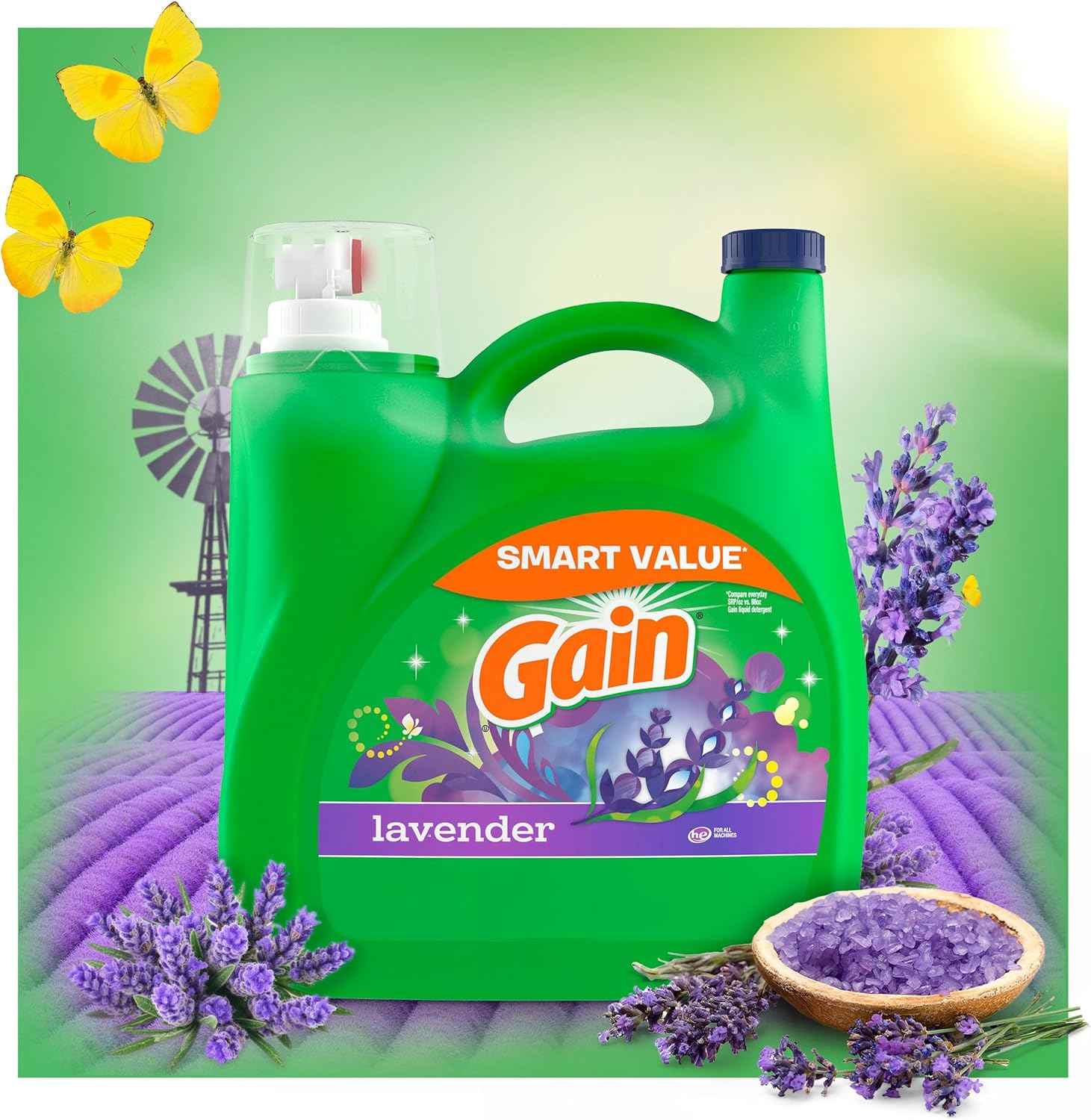 Gain Liquid Laundry Detergent, Lavender Scent, HE compatible, Laundry Detergent Liquid Soap