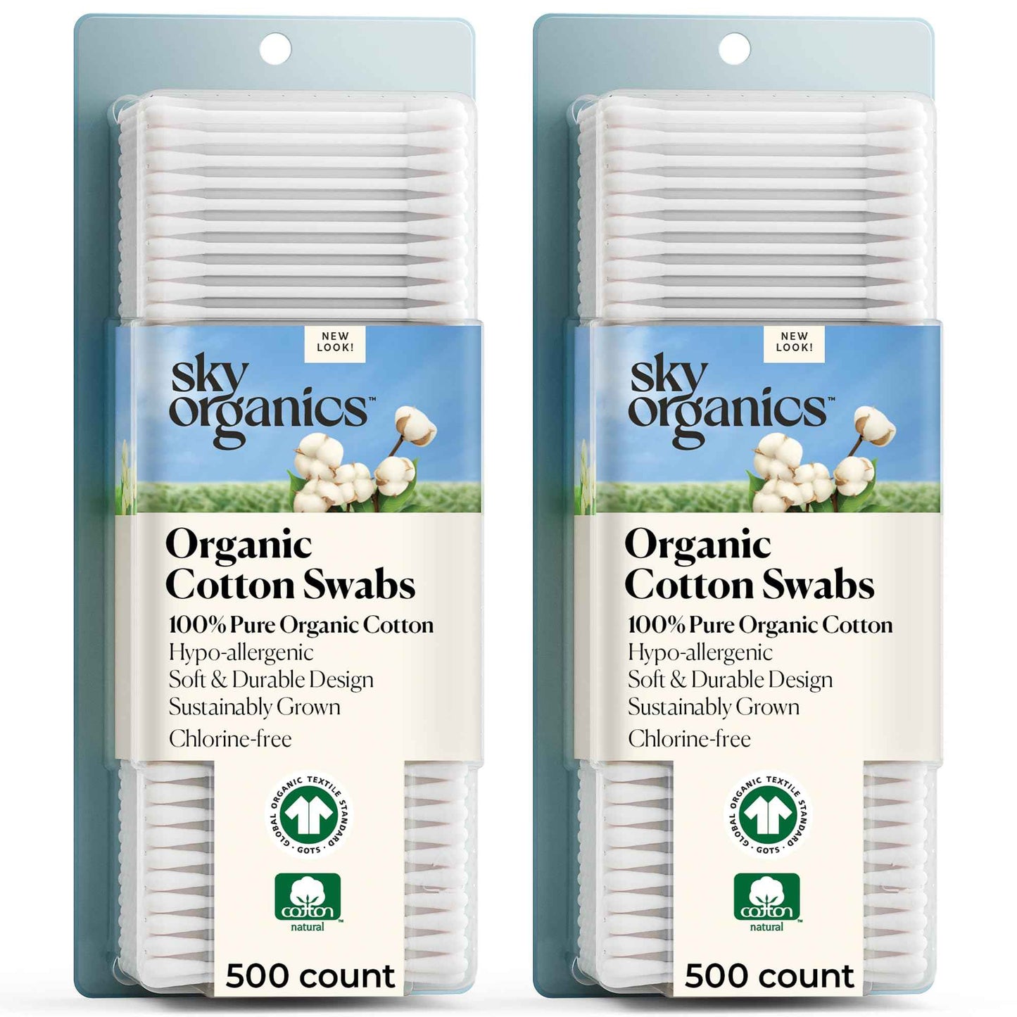 Sky Organics - Organic Cotton Swabs - Ultra Soft Tips - Strong & Durable - Hypoallergenic - Chlorine Free - Sustainable - Natural, Vegan & Cruelty Free - Skin Care & Self Care