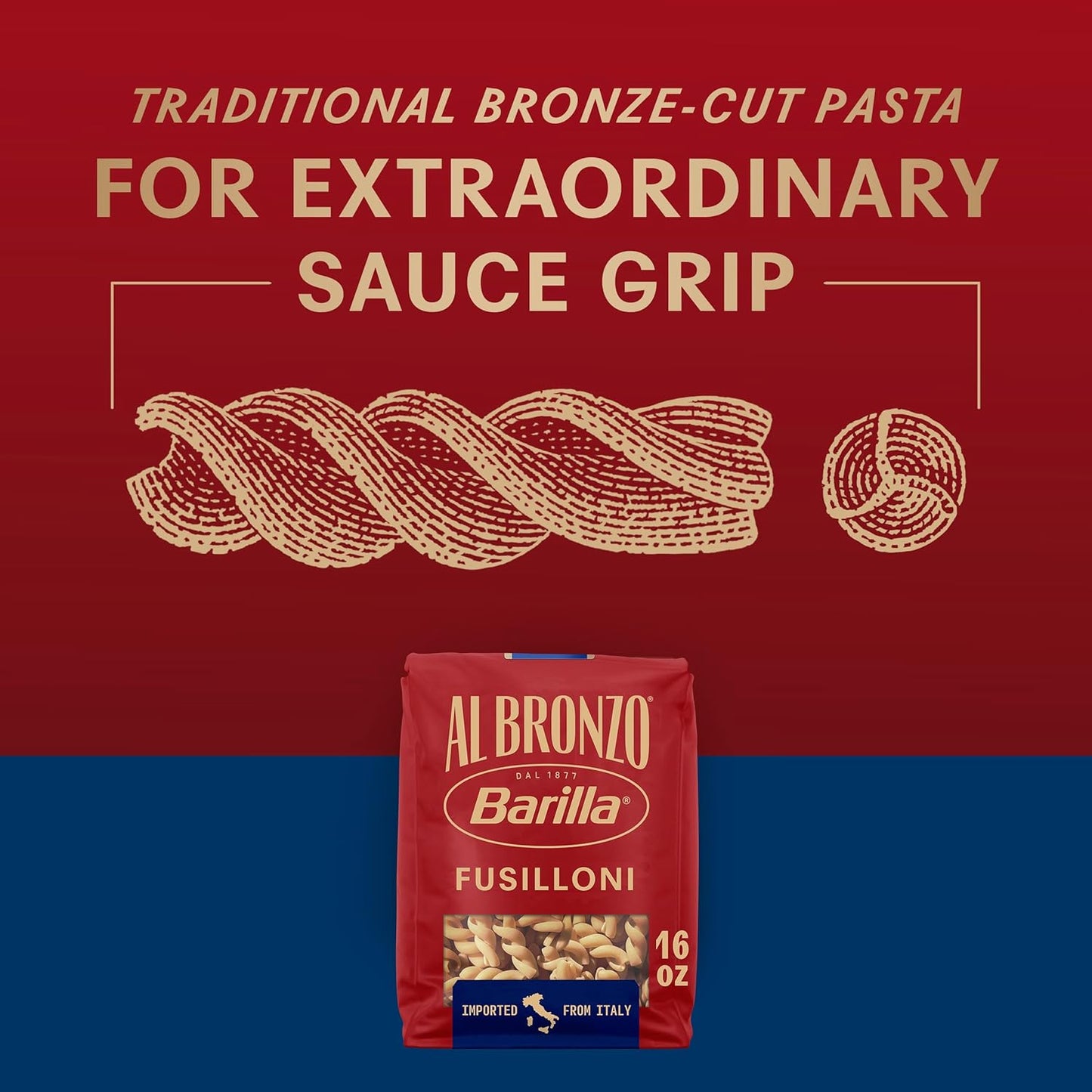 Barilla_Al_Bronzo_Fusilloni_Pasta_(1_lb),_Bronze_Cut_Pasta_Created_from_High_Quality_Durum_Wheat,_Imported_from_Italy,_Non-GMO,_Kosher