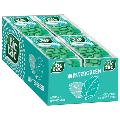 Tic Tac Wintergreen, On-the-Go Breath Mints, Pocket-Sized Mints, 100 pieces GMO Free, Gluten Free wort free