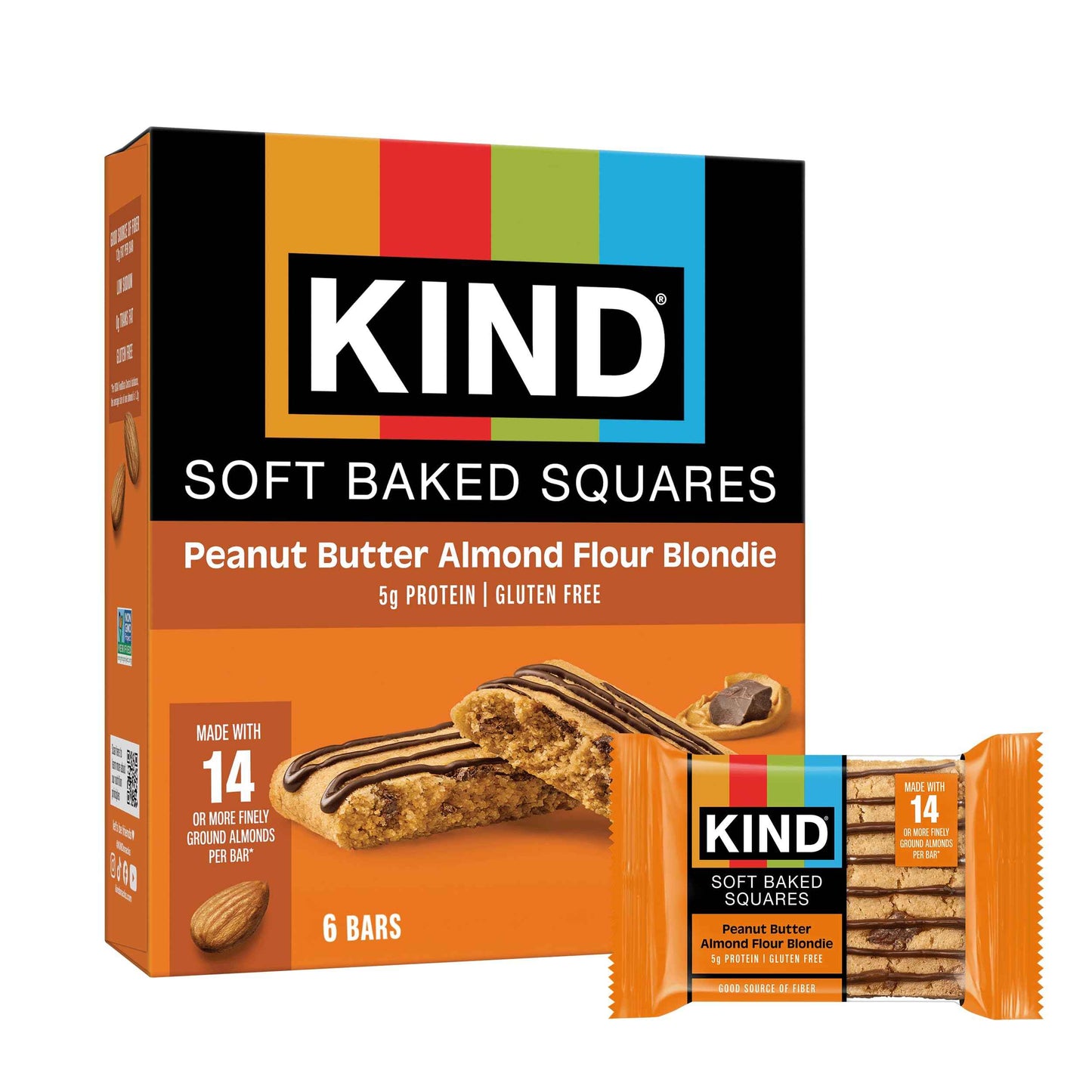 KIND Soft Baked Squares, Gluten Free, Healthy Snack Bars, 5g Protein, 6 Count