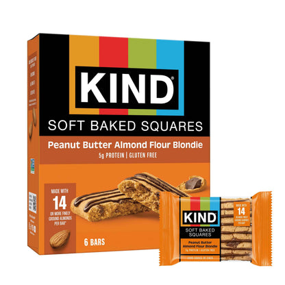 KIND Soft Baked Squares, Gluten Free, Healthy Snack Bars, 5g Protein, 6 Count