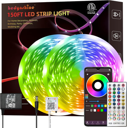 HEDYNSHINE_20ft/150ft_LED_Strip_Lights,RGB_Color_Changing_by_40key_Remote_and_Phone,_LED_Strip_Lights_Music_Sync,Smart_LED_Strip_Lights_for_Bedroom