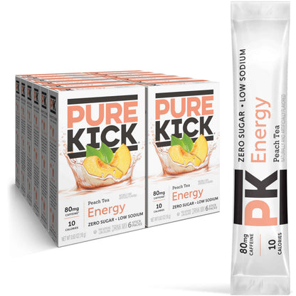 PURE KICK Energy Singles To Go Drink Mix, Includes 12 Boxes with 6 Packets in each Box, 72 Total Packets