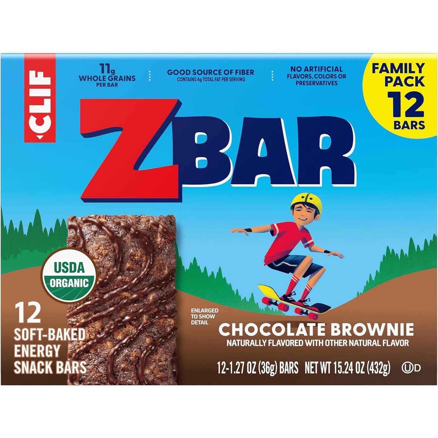 Zbar - Chocolate Brownie - Soft-Baked Energy Snack Bars - Non-GMO - 11g Whole Grains - USDA Organic Granola Bars (12 Pack)