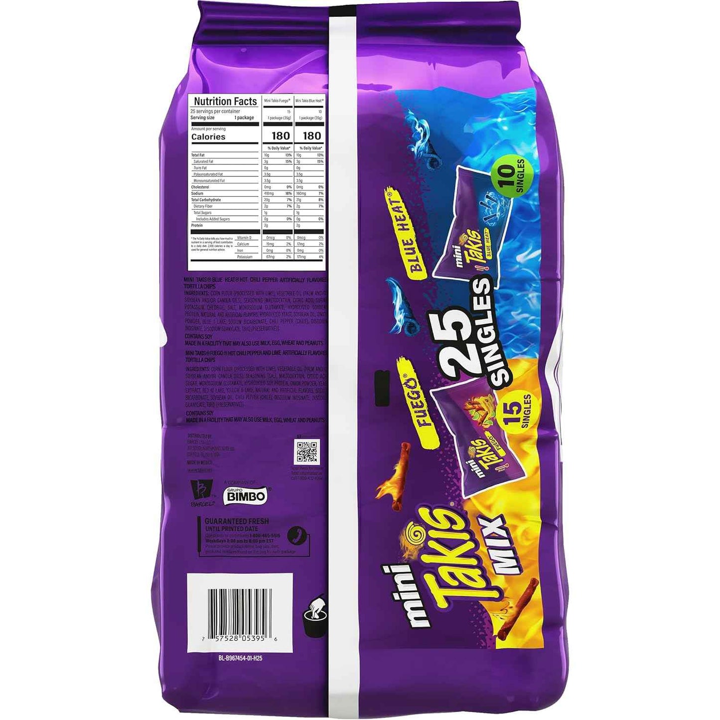 Takis Mini 25 pc / 1.23 oz Bite Size Variety Pack, Flavored Mixed Rolled Tortilla Chips