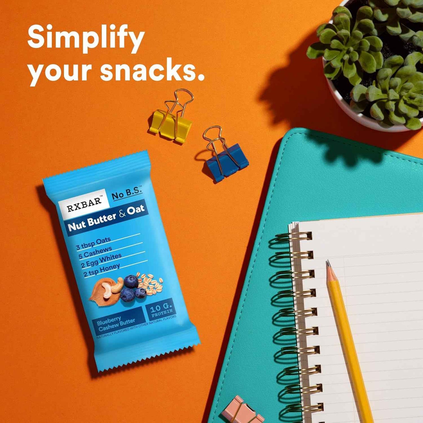 RXBAR Nut Butter and Oat Protein Bars, Protein Snacks, Snack Bars, Blueberry Cashew Butter