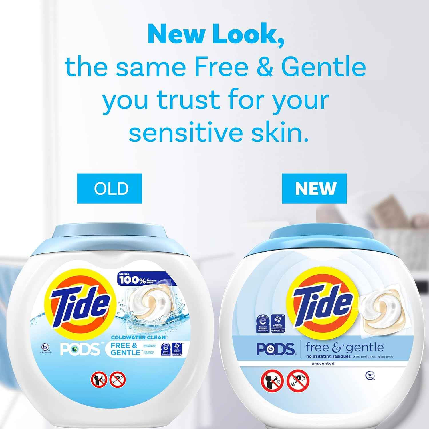 Tide Pods Free & Gentle Laundry Detergent Soap Pacs, Tide Pods Laundry Detergent (Packaging May Vary)