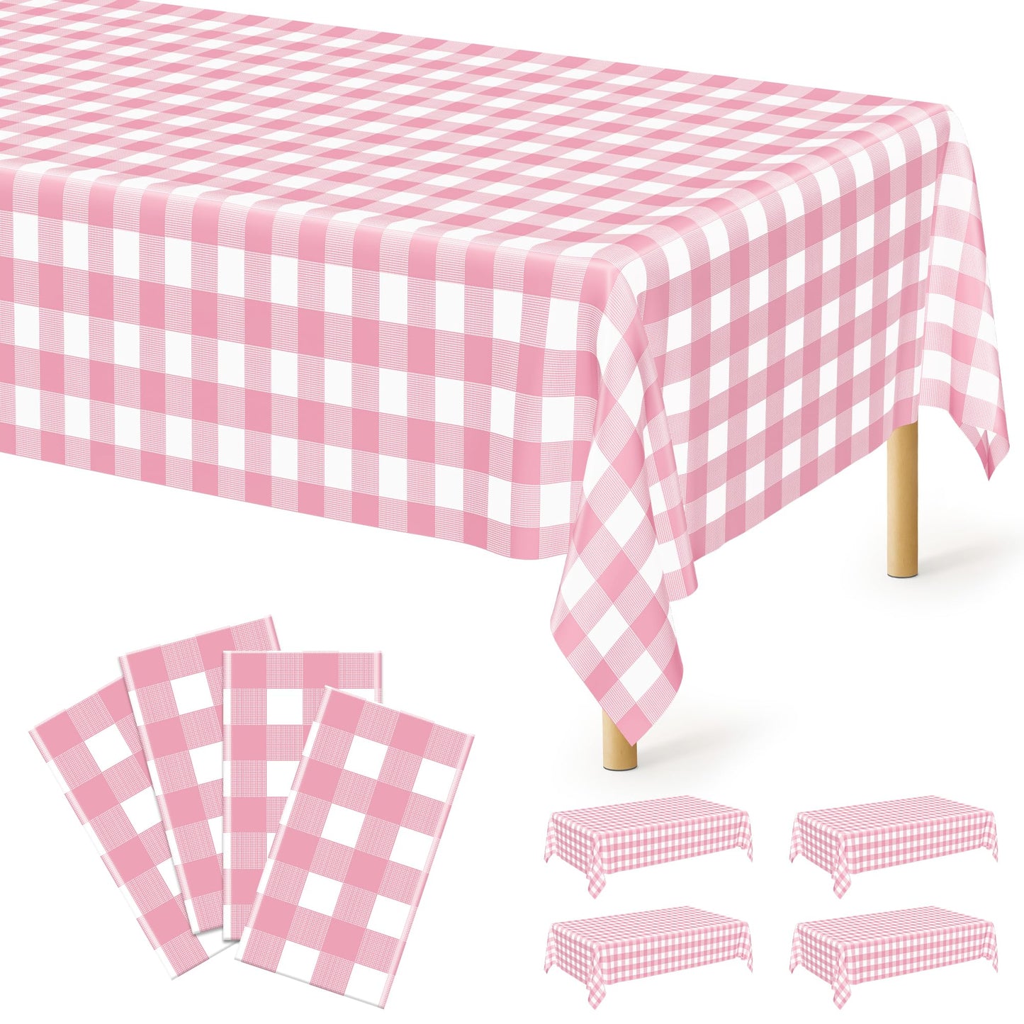Pink Plaid - 4pcs 54x108 in