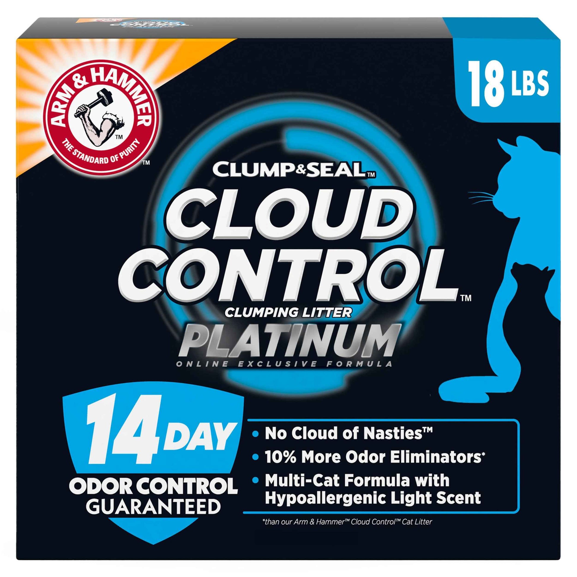 ARM & HAMMER Clump & Sea, Easy Clean Technology with No Scrubbing, 14-Day Odor Control