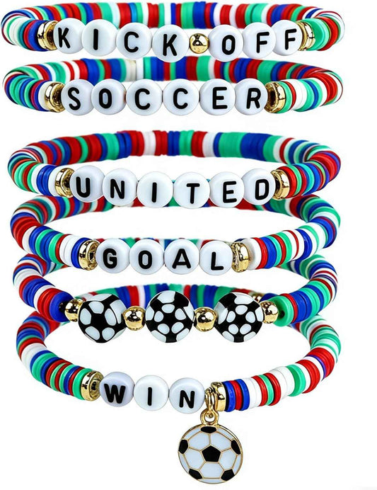 OHOME Soccer Mom Essentials - 6 Pack Soccer Bracelets | Soccer Party Favors - 2026 World Game Cup Merchandise Jewelry Accessories Outfits for Women Men - Soccer Gifts for Fans Players Coaches Team