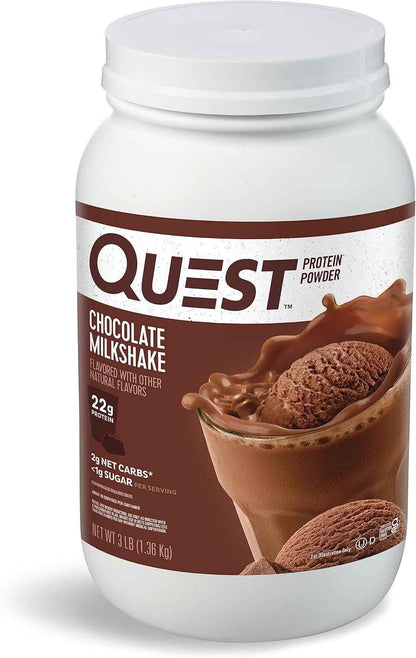 Quest Nutrition Protein Powder, 22g Protein, 1g Sugar, Low Carb, Gluten Free, 3 Pound, 43 Servings
