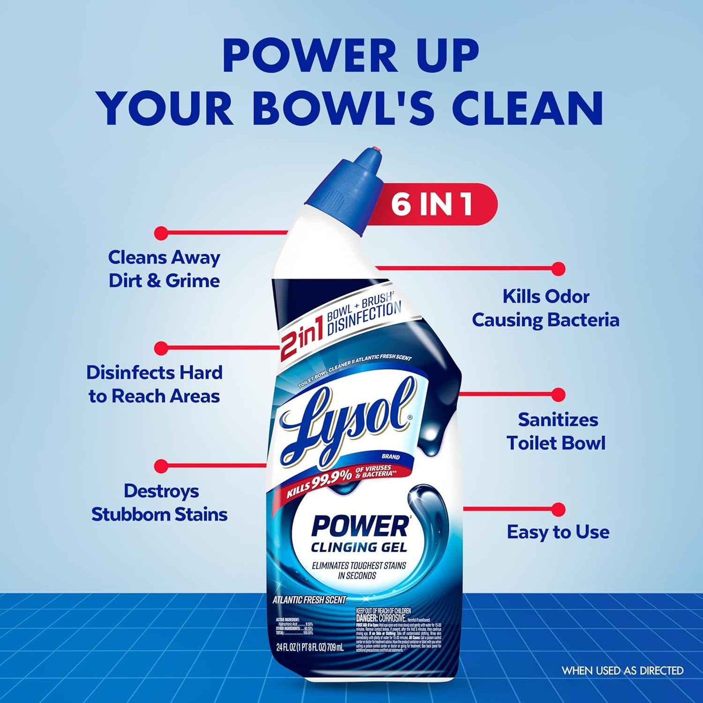 Lysol Toilet Bowl Cleaner, Max Strength Bathroom Cleaning Supplies, Toilet Bowl Cleaner Clinging Gel, Home Essential, Instant Stain Removal, Disinfecting and Deodorizing