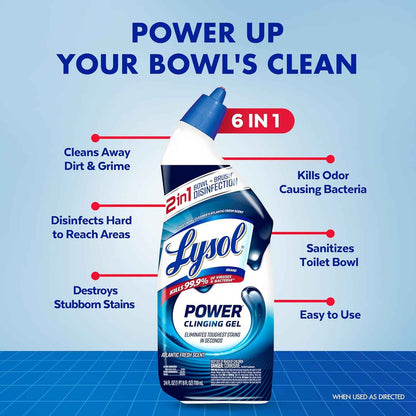 Lysol Toilet Bowl Cleaner, Max Strength Bathroom Cleaning Supplies, Toilet Bowl Cleaner Clinging Gel, Home Essential, Instant Stain Removal, Disinfecting and Deodorizing