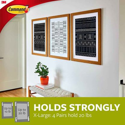 Command 20 lb XL 16 Pairs Heavyweight Picture Hanging Strips (32 Strips), Damage-Free Hangers for Picture Frames, No Tools Required, Ideal for Home Room Wall Decor, Black Adhesive