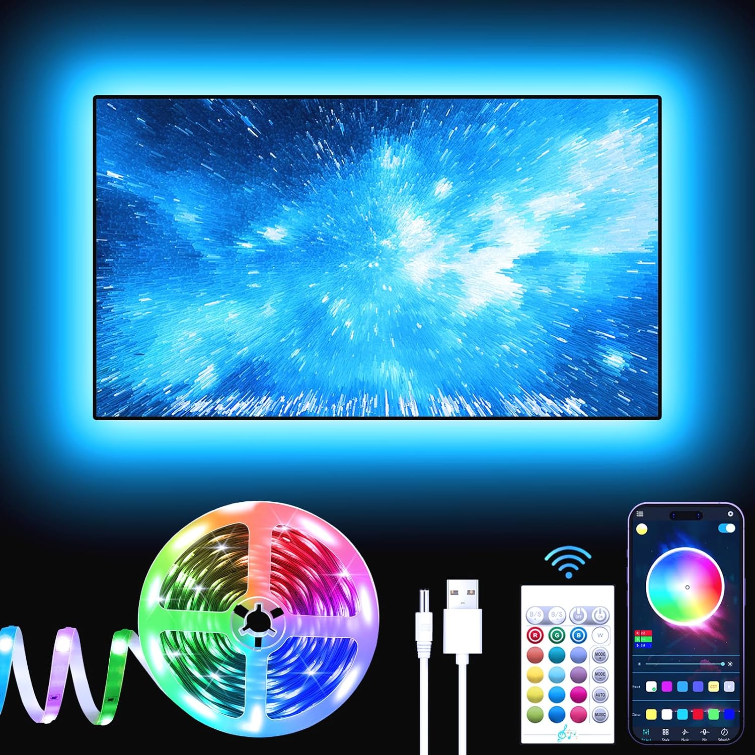 GIPOYENT_TV_LED_Lights,_9.8FT/13.1Ft/16.4FT/18FT/19.6FT/23FT_LED_Lights_for_35-85_Inch,_TV_Behind_with_Bluetooth_Function_-_RGB_Color_Changing_Light_Strip_for_Home_Theater