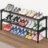 Long Shoe Rack-Shoe Organizer 3 and 4 Tier Shoe Rack for Closet Front Door Entryway Garage, Stackable Free Standing and Freely Combinable Shoe Storage, Space Saving Small Shoe Shelves