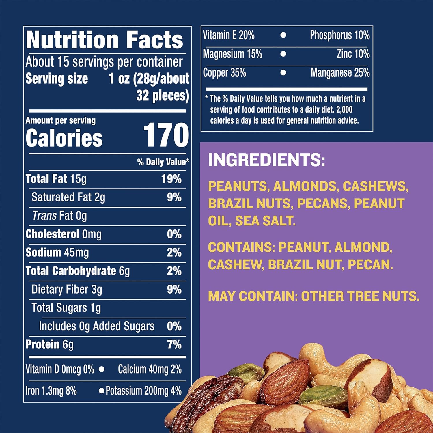 PLANTERS_Lightly_Salted_Mix_Nuts,_Party_Snacks,_Plant-Based_Protein,_15_Oz_Canister