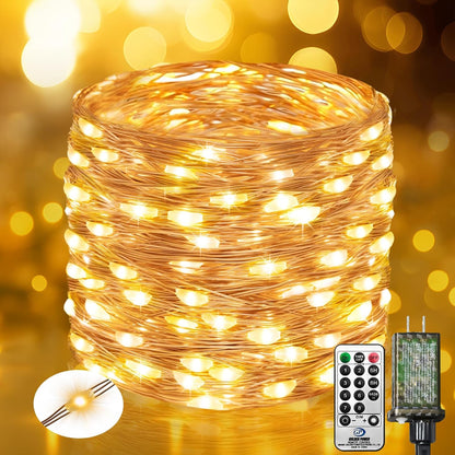 btfarm_Fairy_Lights_Plug_in_with_Remote,_33FT_100_LED_Outdoor_Twinkle_Lights_Waterproof_with_Timer,_8_Modes_Indoor_String_Lights_for_Bedroom_Patio_Garden_Wedding_Christmas_Decoration,_Warm_White